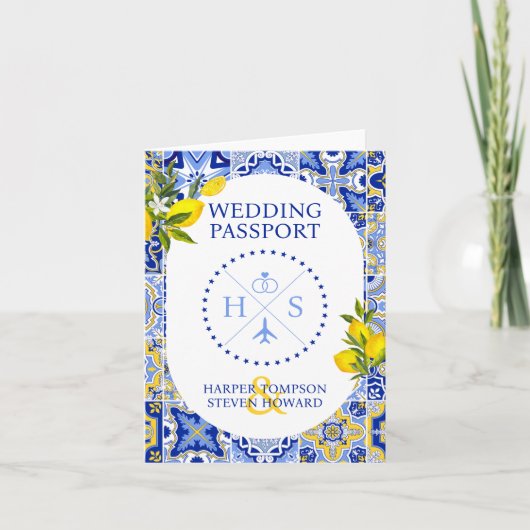 レモ地中海のンの結婚パスポートのカバーを折り畳み 招待状 (正面)