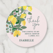 レモ地中海のンイタリアンピンクブライダルシャワー フェイバータグ (正面)