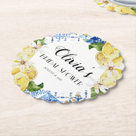 レモ地中海のンイタリアンブライダルシャワーコースター ペーパーコースター (アングル)