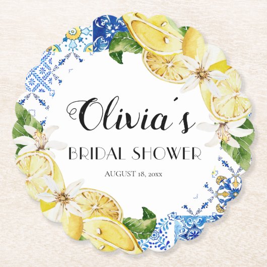 レモ地中海のンイタリアンブライダルシャワーコースター ペーパーコースター (正面)