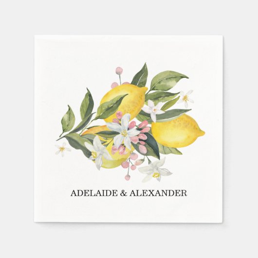 レモ地中海のンシトラスイエロー結婚ズ スタンダードカクテルナプキン (正面)