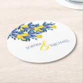 レモ地中海のンスの結婚紙コースター ラウンドペーパーコースター (アングル)