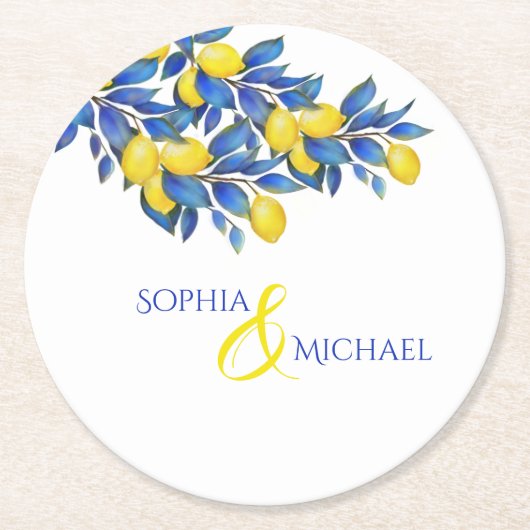 レモ地中海のンスの結婚紙コースター ラウンドペーパーコースター (正面)