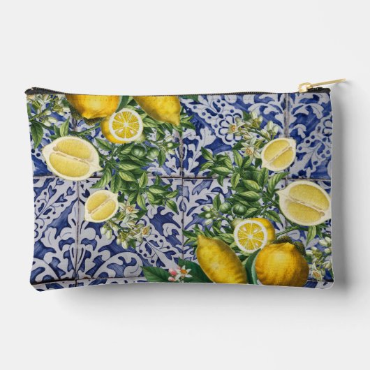 レモ地中海のンズサマーポルトガルのタイル アクセサリーポーチ (裏面)