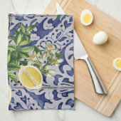 レモ地中海のンズサマーポルトガルのタイル キッチンタオル (四つ折り)