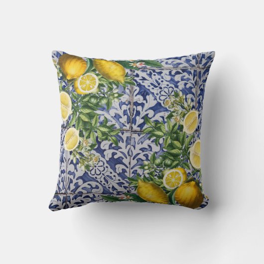 レモ地中海のンズサマーポルトガルのタイル クッション (裏面)