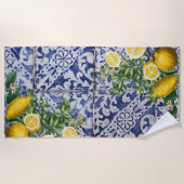 レモ地中海のンズサマーポルトガルのタイル ビーチタオル (正面)