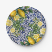 レモ地中海のンズサマーポルトガルのタイル ペーパープレート (正面)