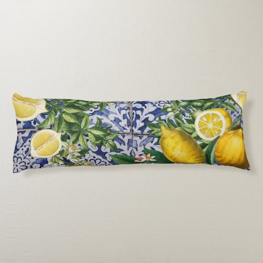 レモ地中海のンズサマーポルトガルのタイル ボディピロー (裏面)