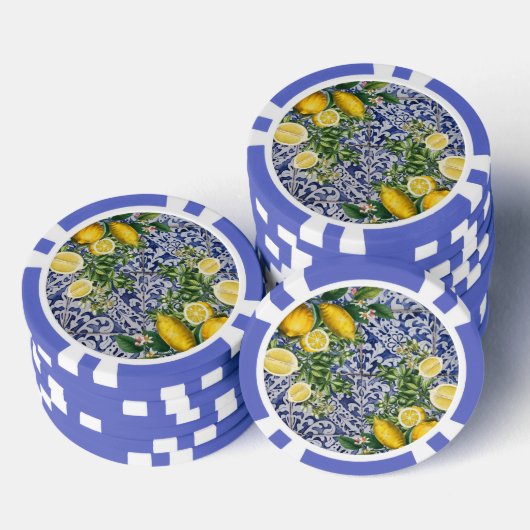 レモ地中海のンズサマーポルトガルのタイル ポーカーチップ (積み重ね)