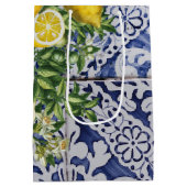 レモ地中海のンズサマーポルトガルのタイル ミディアムペーパーバッグ (裏面)