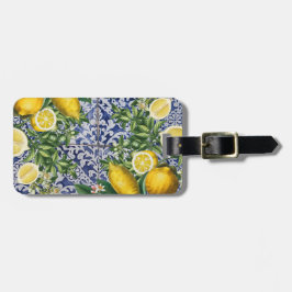 レモ地中海のンズサマーポルトガルのタイル ラゲッジタグ