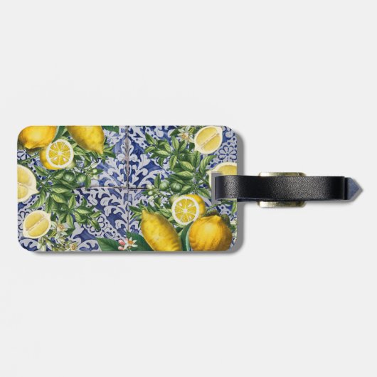 レモ地中海のンズサマーポルトガルのタイル ラゲッジタグ (裏面横)