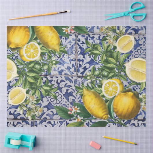 レモ地中海のンズサマーポルトガルのタイル 薄葉紙 (クラフト)