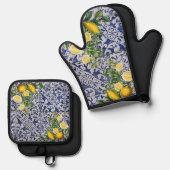 レモ地中海のンズサマーポルトガルのタイル 鍋つかみ&鍋敷きセット (正面/裏面)