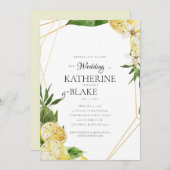 レモ地中海のンズトロピカル結婚ウェブサイト 招待状 (正面/裏面)