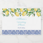 レモ地中海のンズブルータイルティール(緑がかった色)ブライダルシャワー リキュールボトルラベル (シングルラベル)