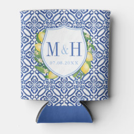 レモ地中海のンズブルータイルブライダルシャワーパーティー 缶クーラー