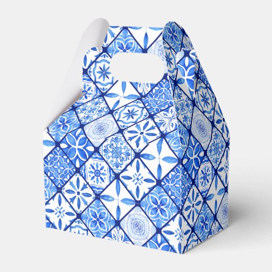 レモ地中海のンズブルータイルブライダルシャワー フェイバーボックス (裏面サイド)