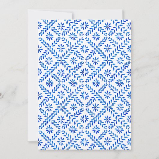 レモ地中海のンズブルータイルブライダルシャワー 招待状 (裏面)