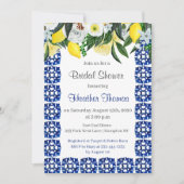 レモ地中海のンズブルータイルブライダルシャワー 招待状 (正面)