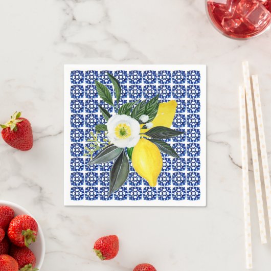 レモ地中海のンズブルータイル紙ナプキン スタンダードカクテルナプキン (インサイチュ)