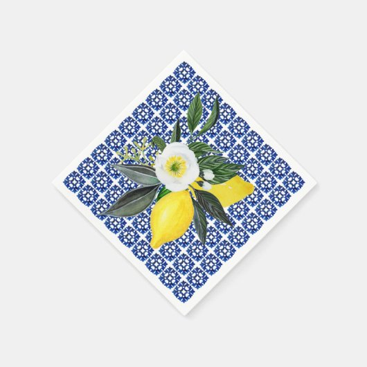 レモ地中海のンズブルータイル紙ナプキン スタンダードカクテルナプキン (角)