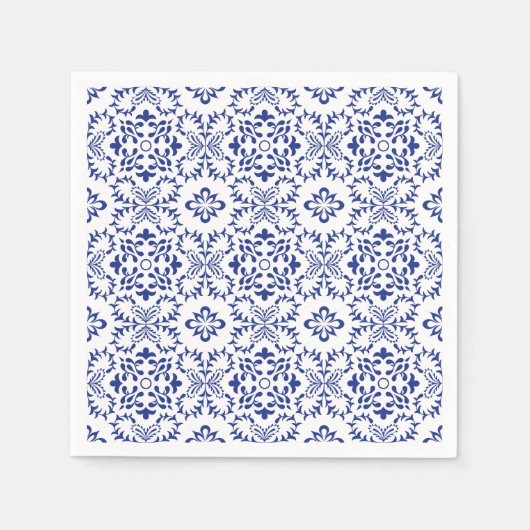 レモ地中海のンズブルーモザイク結婚タイル スタンダードカクテルナプキン (正面)