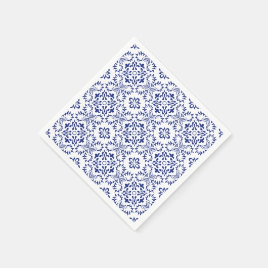 レモ地中海のンズブルーモザイク結婚タイル スタンダードカクテルナプキン (角)