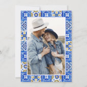 レモ地中海のンズブルー結婚タイル写真 招待状 (裏面)