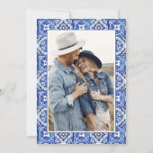 レモ地中海のンズブルー結婚タイル写真 招待状 (裏面)