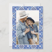 レモ地中海のンズブルー結婚タイル写真 招待状 (裏面)