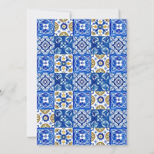 レモ地中海のンズブルー結婚タイル 招待状 (裏面)