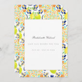 レモ地中海のンタイルバチェロレッテ週末用カード 招待状 (正面/裏面)