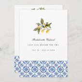 レモ地中海のンタイルバチェロレッテ週末用カード 招待状 (正面/裏面)