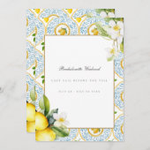 レモ地中海のンタイルバチェロレッテ週末用カード 招待状 (正面/裏面)