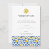 レモ地中海のンタイルバチェロレッテ週末用カード 招待状 (裏面)