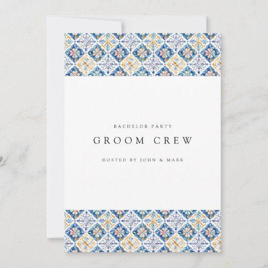 レモ地中海のンタイルバチュラーパーティカード 招待状 (正面)