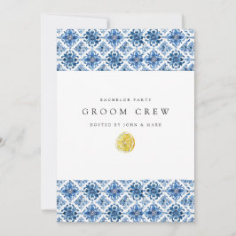 レモ地中海のンタイルバチュラーパーティカード 招待状