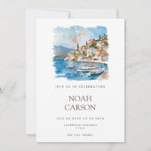 レモ地中海のンタイルバチュラーパーティカード 招待状 (裏面)