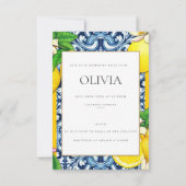 レモ地中海のンタイルブライダルシャワーカード 招待状 (裏面)