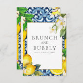 レモ地中海のンタイルブライダルシャワーカード 招待状 (正面/裏面)