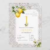 レモ地中海のンタイル第1回2回目3回目の誕生日 招待状 (正面/裏面)