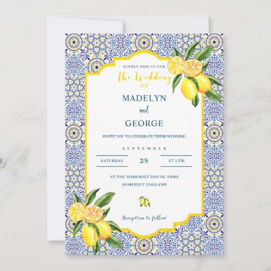 レモ地中海のンタイル結婚式招待状 招待状 (正面)