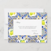 レモ地中海のンタイル花嫁プロポーザルのカード セーブザデート (裏面)