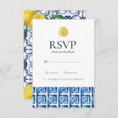 レモ地中海のンタイルRSVPカード 出欠カード (正面/裏面)