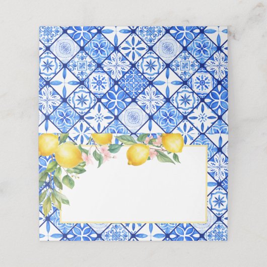 レモ地中海のンツイタリアンブルーのタイル食品ラベル プレイスカード (外部開封)