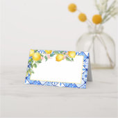 レモ地中海のンツイタリアンブルーのタイル食品ラベル プレイスカード (正面)