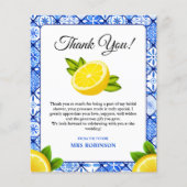 レモ地中海のンブライダルシャワーサンキューカード (正面)