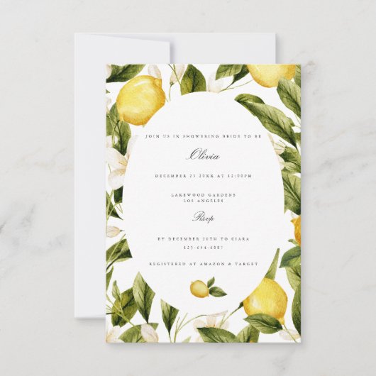 レモ地中海のンブライダルシャワー招待 招待状 (正面)
